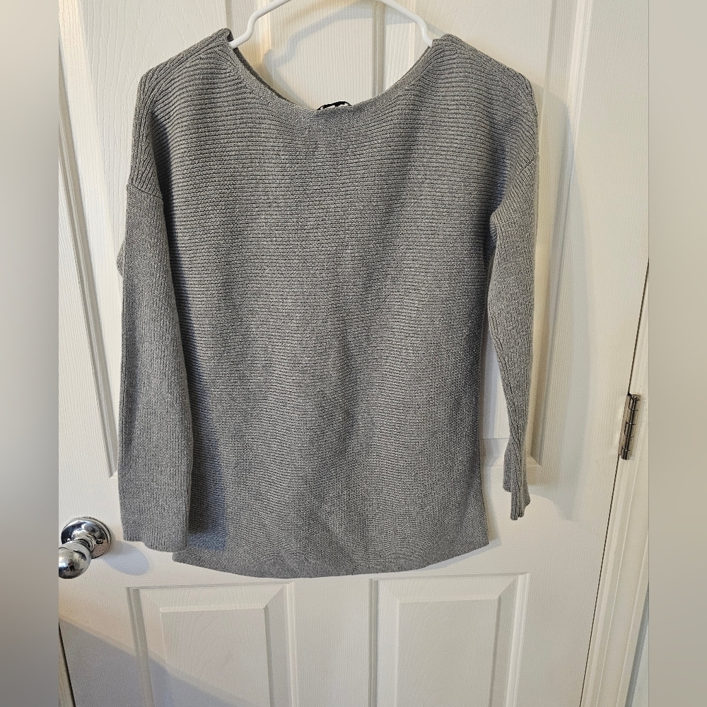 Theory Women's Gray Knit Tunic Pullover Sweater Cashmere Cotton Blend Size SP - Picture 5 of 6